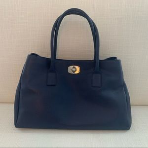Furla navy blue leather handbag